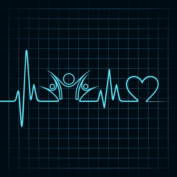 Heartbeat met een symbool van eenheid — Stockvector