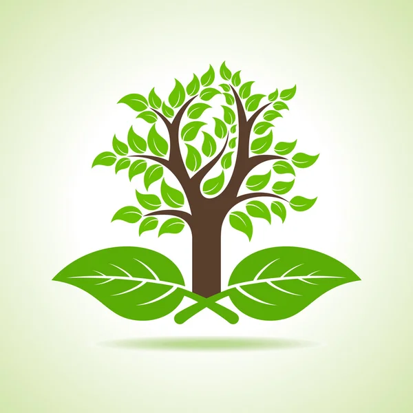 Árbol en las hojas — Vector de stock