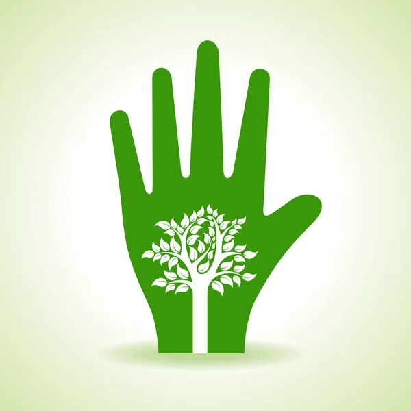 Tree inside the hand — Stock Vector