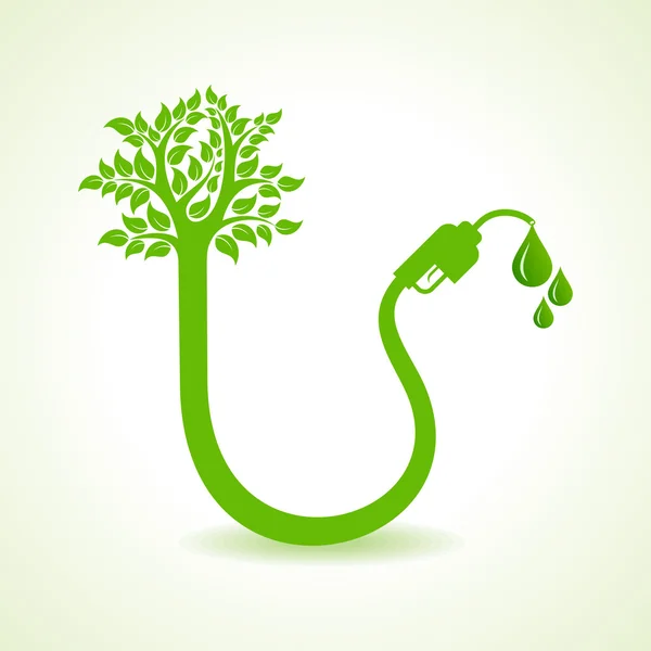 Bio fuel concept with nozzle and tree — Stock Vector