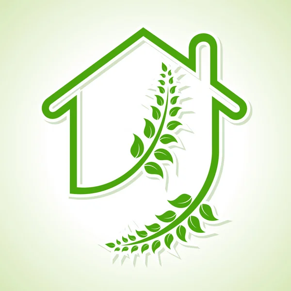 Eco icono del hogar con hojas — Vector de stock
