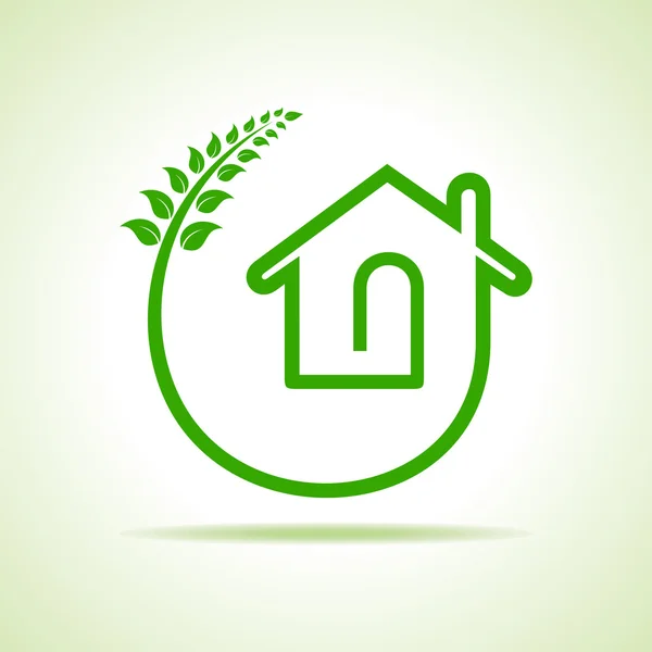 Eco home icon with leaves — Stock Vector