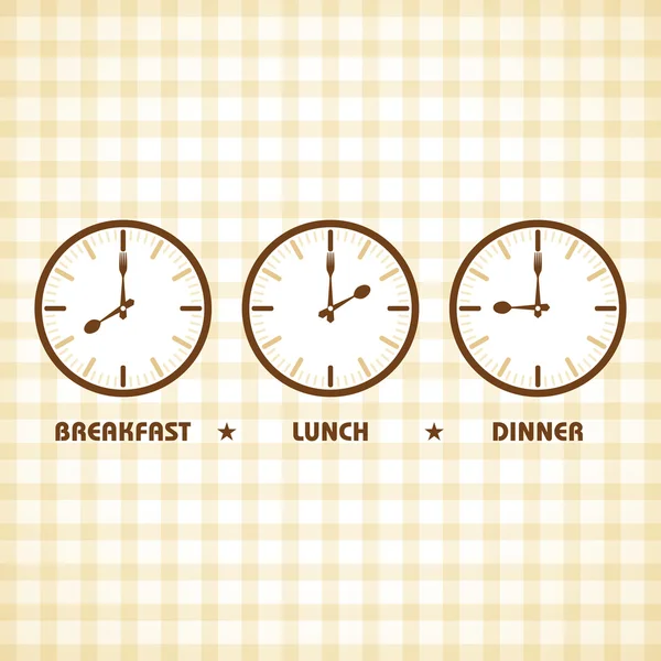 Hora del desayuno, almuerzo y cena — Vector de stock