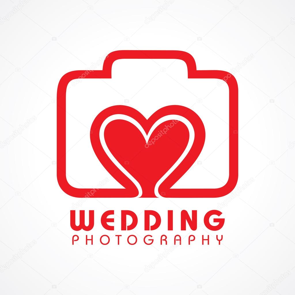 Wedding Photography Concept  with heart.  vector illustration