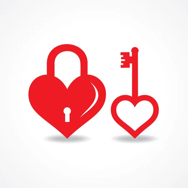 Love heart, key and lock — Stock Vector