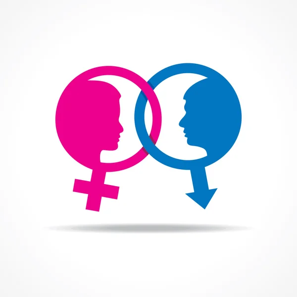 Αρσενικό και θηλυκό σύμβολο και το πρόσωπο — Διανυσματικό Αρχείο
