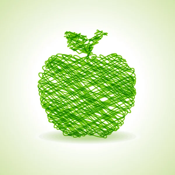 Skissade grönt äpple design — Stock vektor
