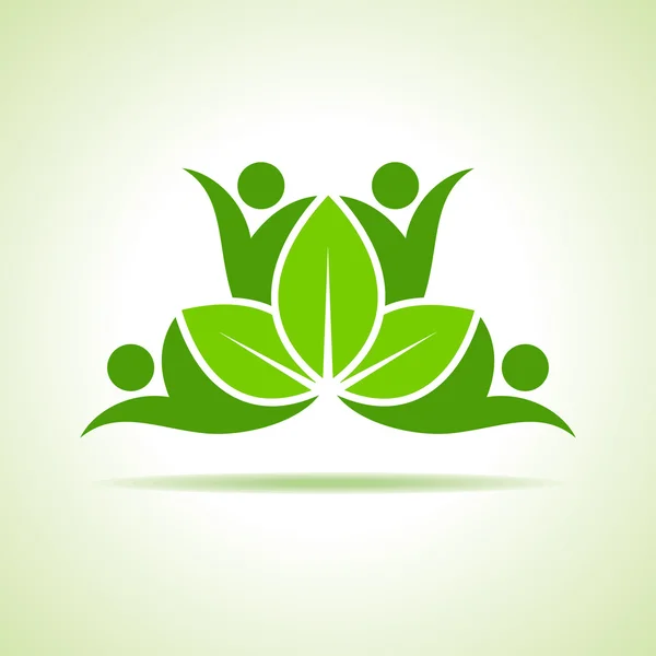 Креативный зеленый символ с листочком — стоковый вектор