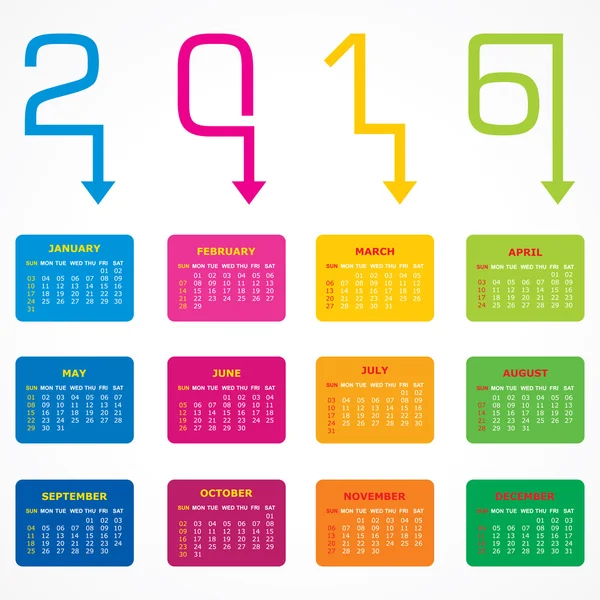 Creatief Nieuwjaar 2016 kalender ontwerp — Stockvector