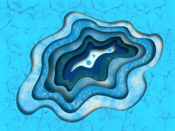 Blue wave 3d and elements of nature
