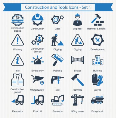 İnşaat ve araçları Icon Set - 1