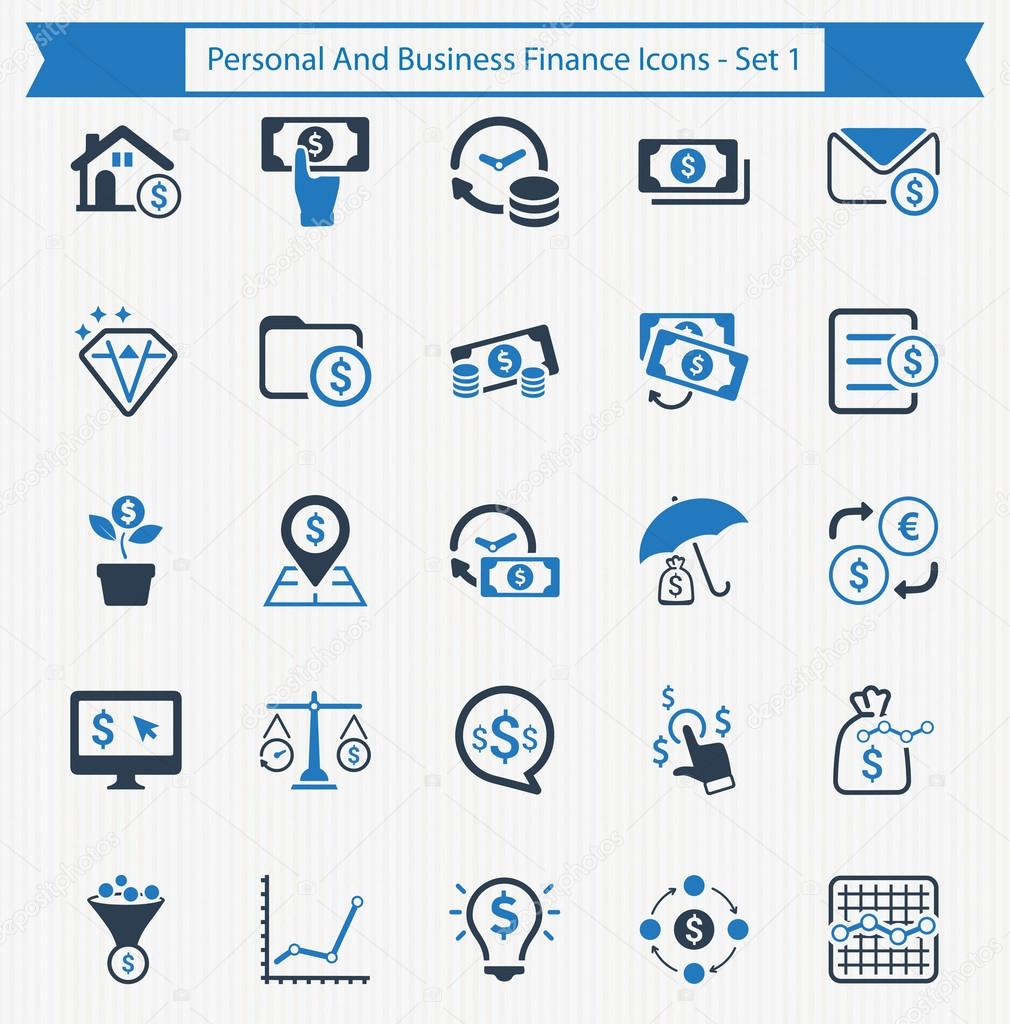Iconos De Finanzas Personales Y De Negocios Conjunto 1 Vector