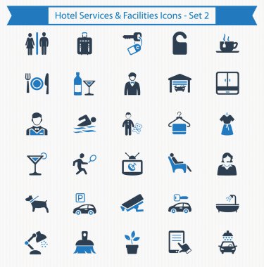Otel hizmetleri ve İmkanları simgeler - Set 2