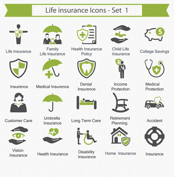 ไอคอนประกันชีวิต - ชุดที่ 1 — ภาพเวกเตอร์สต็อก