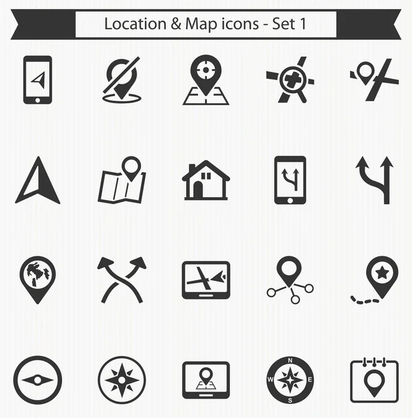 Lokalizacja idealna mapa ikony - zestaw 1 — Wektor stockowy