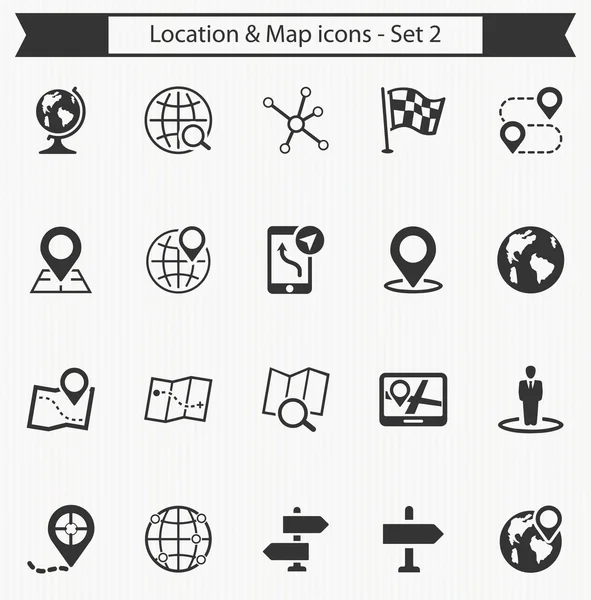 Locatie & kaartpictogrammen - Set 2 — Stockvector