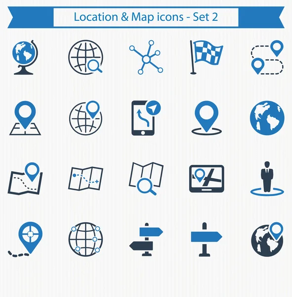 Icônes de localisation et de carte - Set 2 — Image vectorielle