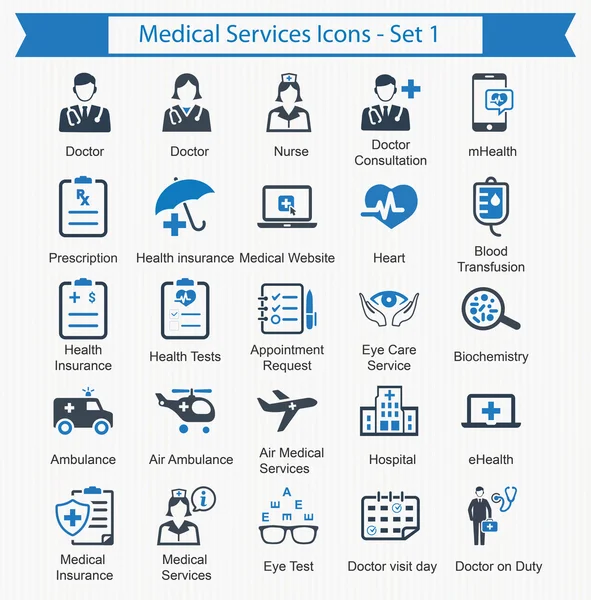 Ícones de serviços médicos - conjunto 1 —  Vetores de Stock