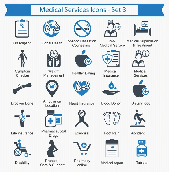 Ícones de serviços médicos - conjunto 3 —  Vetores de Stock