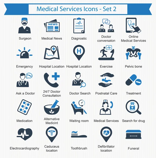 Ícones de serviços médicos - conjunto 2 — Vetor de Stock