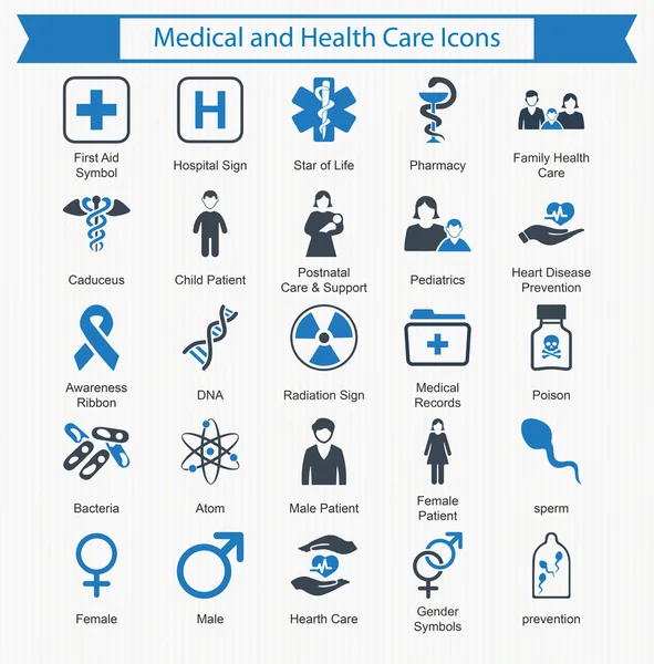 Iconos médicos y de atención médica — Vector de stock