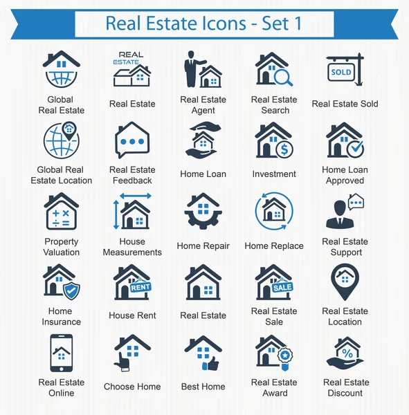 Iconos inmobiliarios - Conjunto 1 — Archivo Imágenes Vectoriales