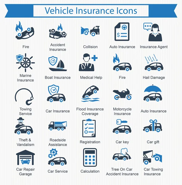 Vehicle Insurance Icons — Stock Vector