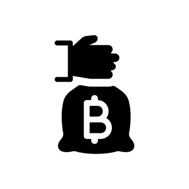 Bitcoin para çantası simgesi (vektör illüstrasyonu)