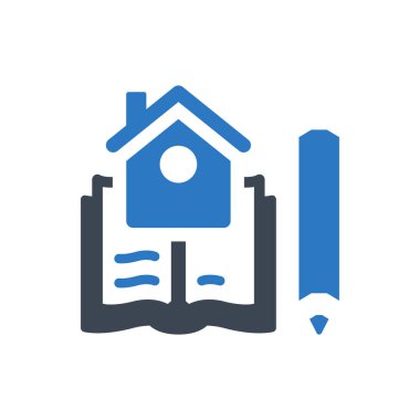 Ev ödevi simgesi (Vektör illüstrasyonu)