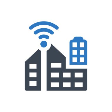 Akıllı şehir simgesi (Vektör illüstrasyonu)