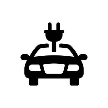 Beyaz arkaplanda elektrikli araba simgesi