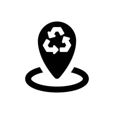 Beyaz arkaplanda çöp geri dönüşüm konumu simgesi