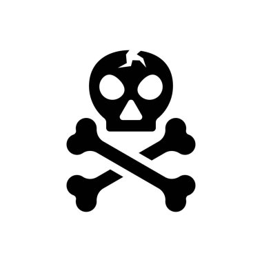 Beyaz arkaplanda ölüm kemikleri simgesi