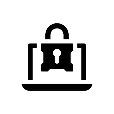 Beyaz arkaplanda dizüstü bilgisayar kilidi simgesi