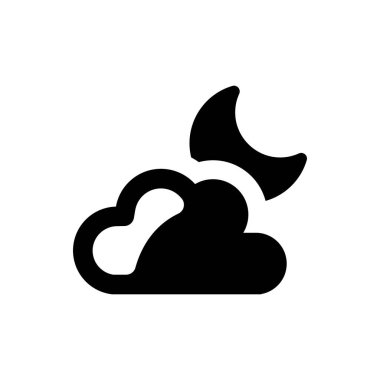 Beyaz arkaplanda bulut ay simgesi