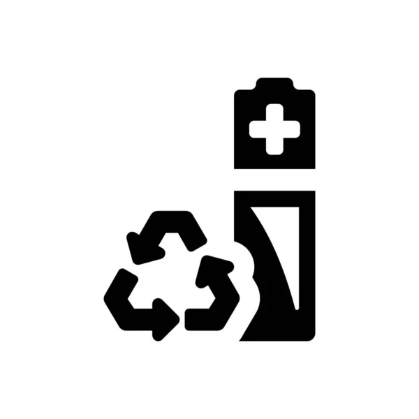 Εικονίδιο Ανακύκλωσης Μπαταρίας Λευκό Φόντο — Διανυσματικό Αρχείο