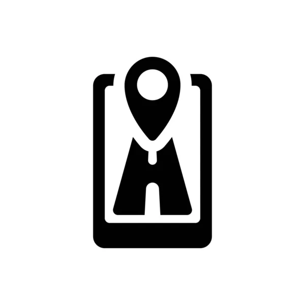 Mobiel Navigatieroute Pictogram Witte Achtergrond — Stockvector