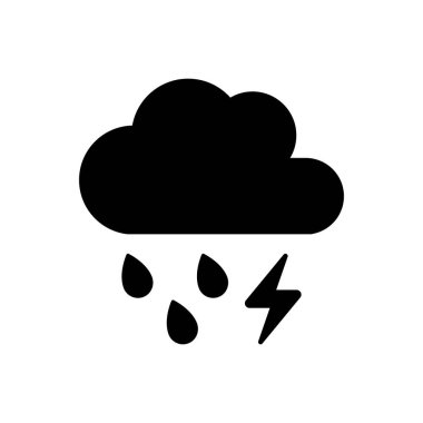 Beyaz arkaplanda yıldırım yağışı simgesi