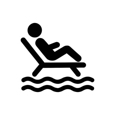 In-Pool Sun Lounger Simgesi Beyaz Arkaplanda İzole Edildi