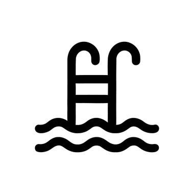 Havuz Merdiveni Girdisi Simgesi Beyaz Arkaplanda İzole Edildi