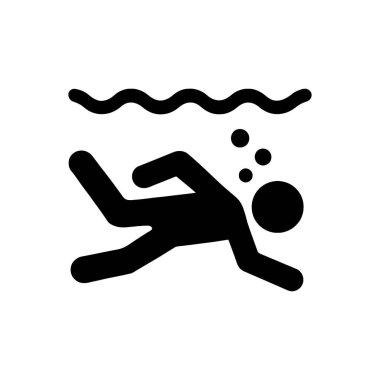 Sualtı Dalış Yüzücü Simgesi Beyaz Arkaplanda İzole Edildi