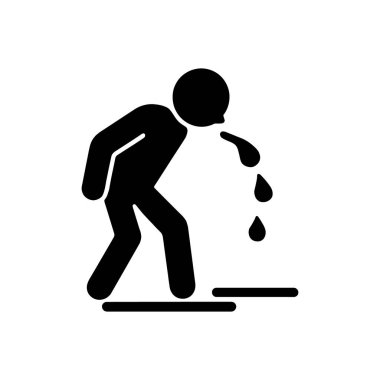 Hasta Kusma Bulantı Simgesi Beyaz Arkaplanda İzole Edildi