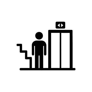 Sabit Yaşam Biçimli Asansör Beyaz Arkaplanda İzole Edilmiş Simge Kullan