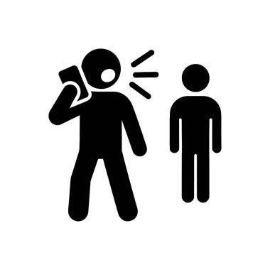 Beyaz Arkaplanda Kaba Gürültülü Telefon Konuşma Simgesi İzole Edildi