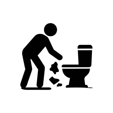 Hijyenik olmayan Tuvalet Kirletme Simgesi Beyaz Arkaplanda İzole Edildi