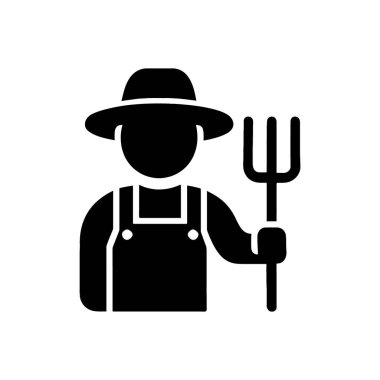 Tarım Çiftçi Bahçıvanı İşçi Simgesi Beyaz Arkaplanda İzole Edildi