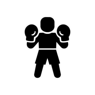 Profesyonel Boksör Spor Dövüşçüsü Simgesi Beyaz Arkaplanda İzole Edildi