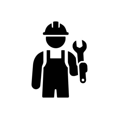 Sanayi Mühendisi Tamirci Simgesi Beyaz Arkaplanda İzole Edildi