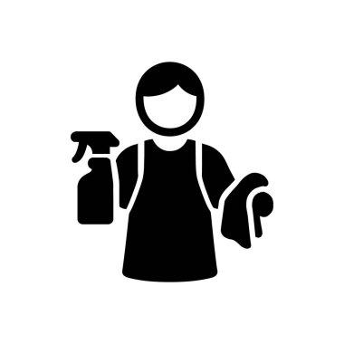 Profesyonel Temizlik Servisi Simgesi Beyaz Arkaplanda İzole Edildi