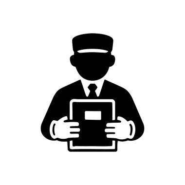 Şoför Şoför Servisi Personel Simgesi Beyaz Arkaplanda İzole Edildi